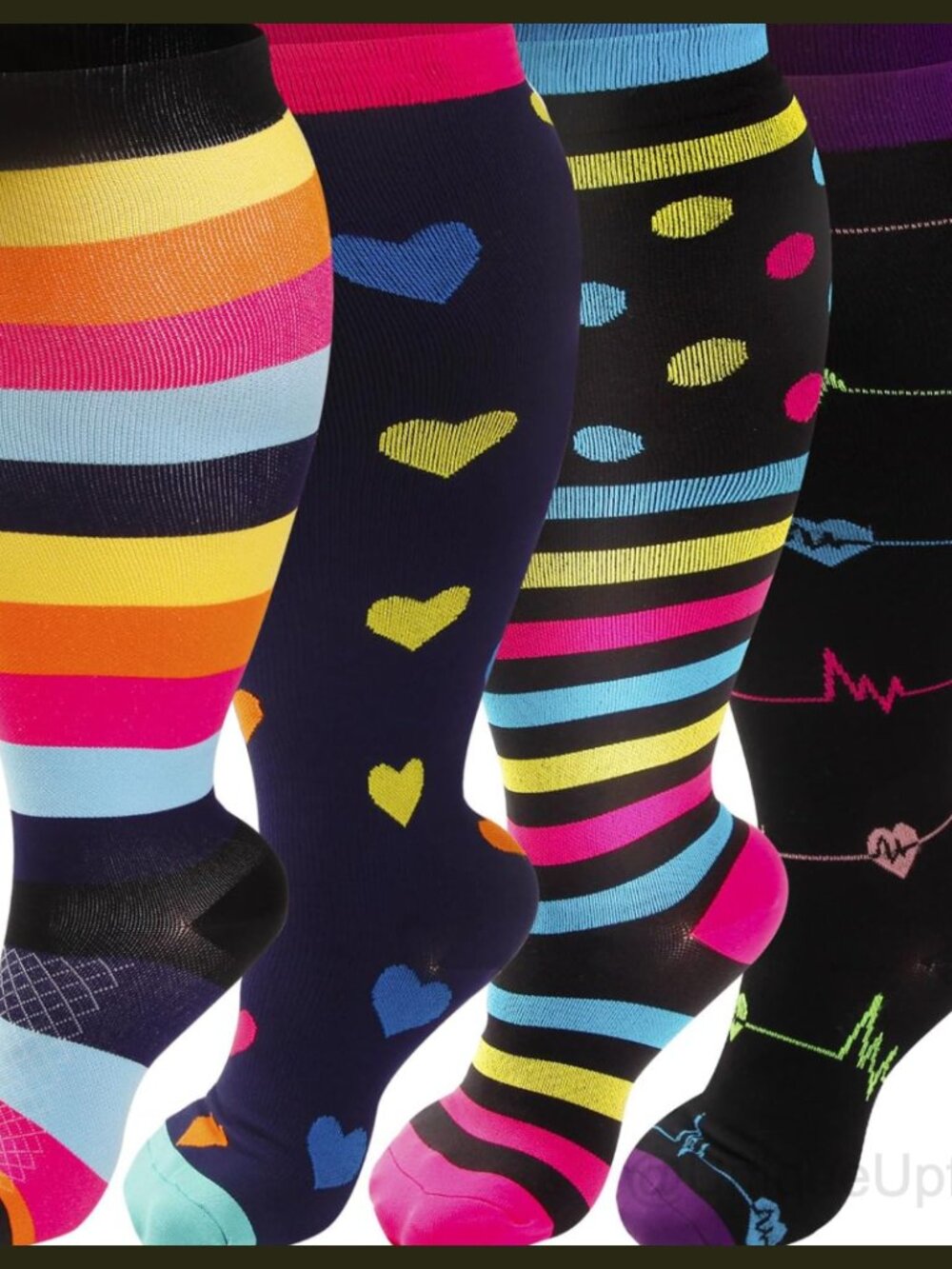 Plus Size Compression Socks Wide Calf 20-30 mmHg Knee High 4 Pairs